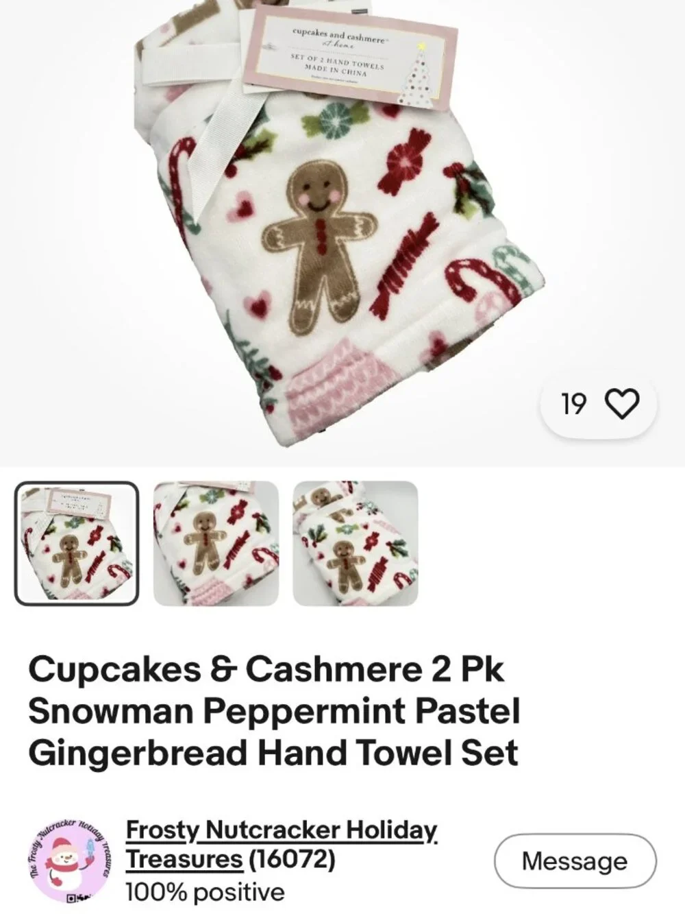 Cupcakes & Cashmere Set of 2 hand towels.  Perfect for a fairy tale Christmas.